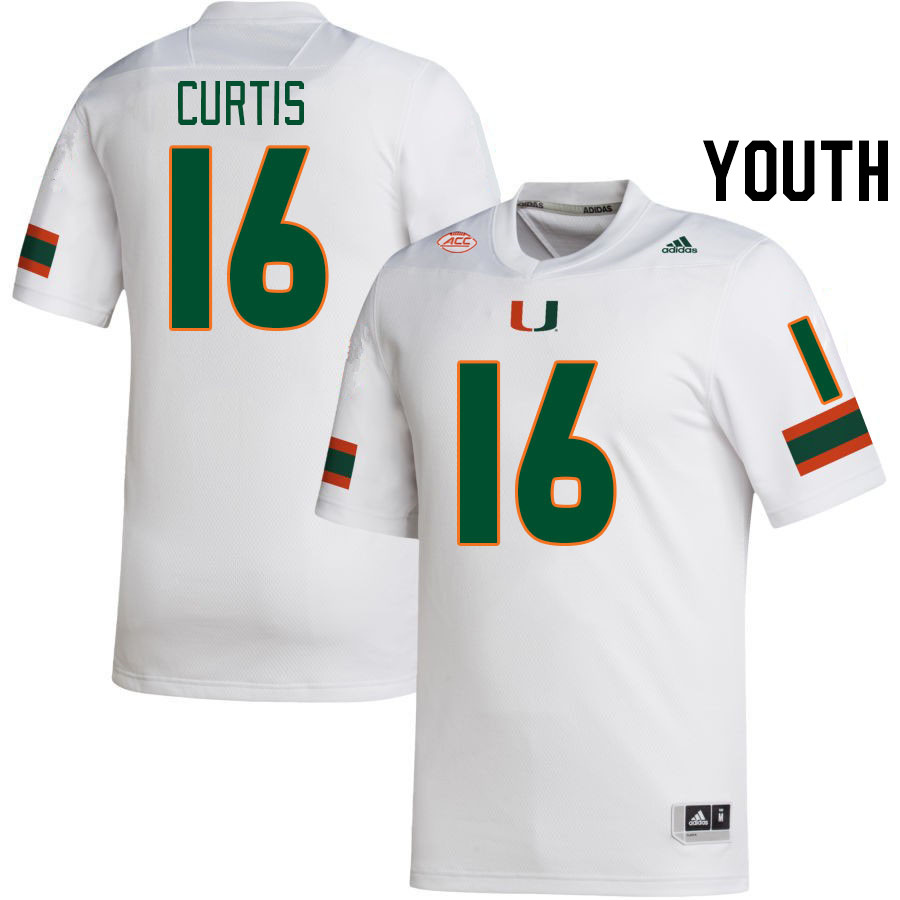 Youth #16 Malik Curtis Miami Hurricanes College Football Jerseys Stitched-White